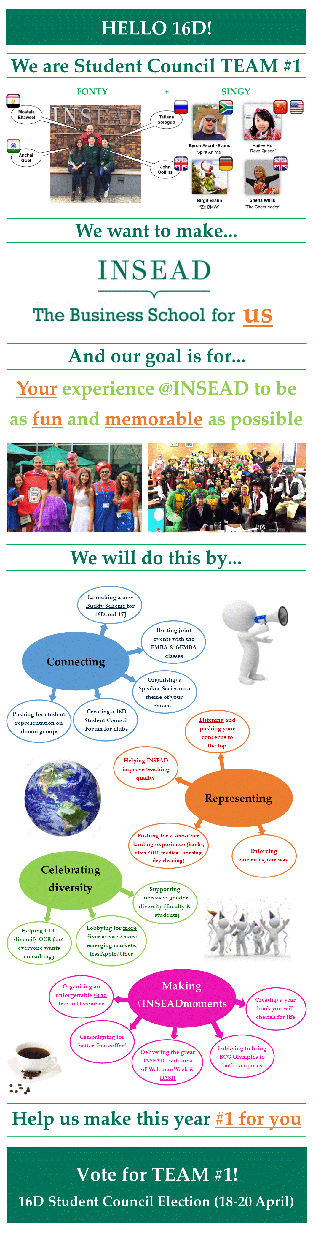 Vote for Team #1 in the 16D Student Council elections!